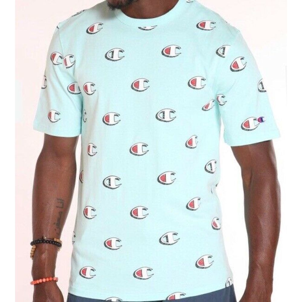 Champion Mens All Over Print Logo T Shirt NWT